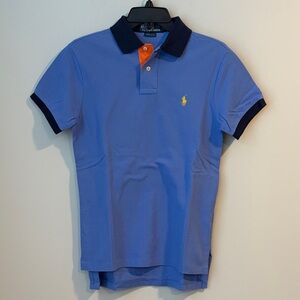 Ralph Lauren Blue Polo with Orange Detail - Custom Fit Small